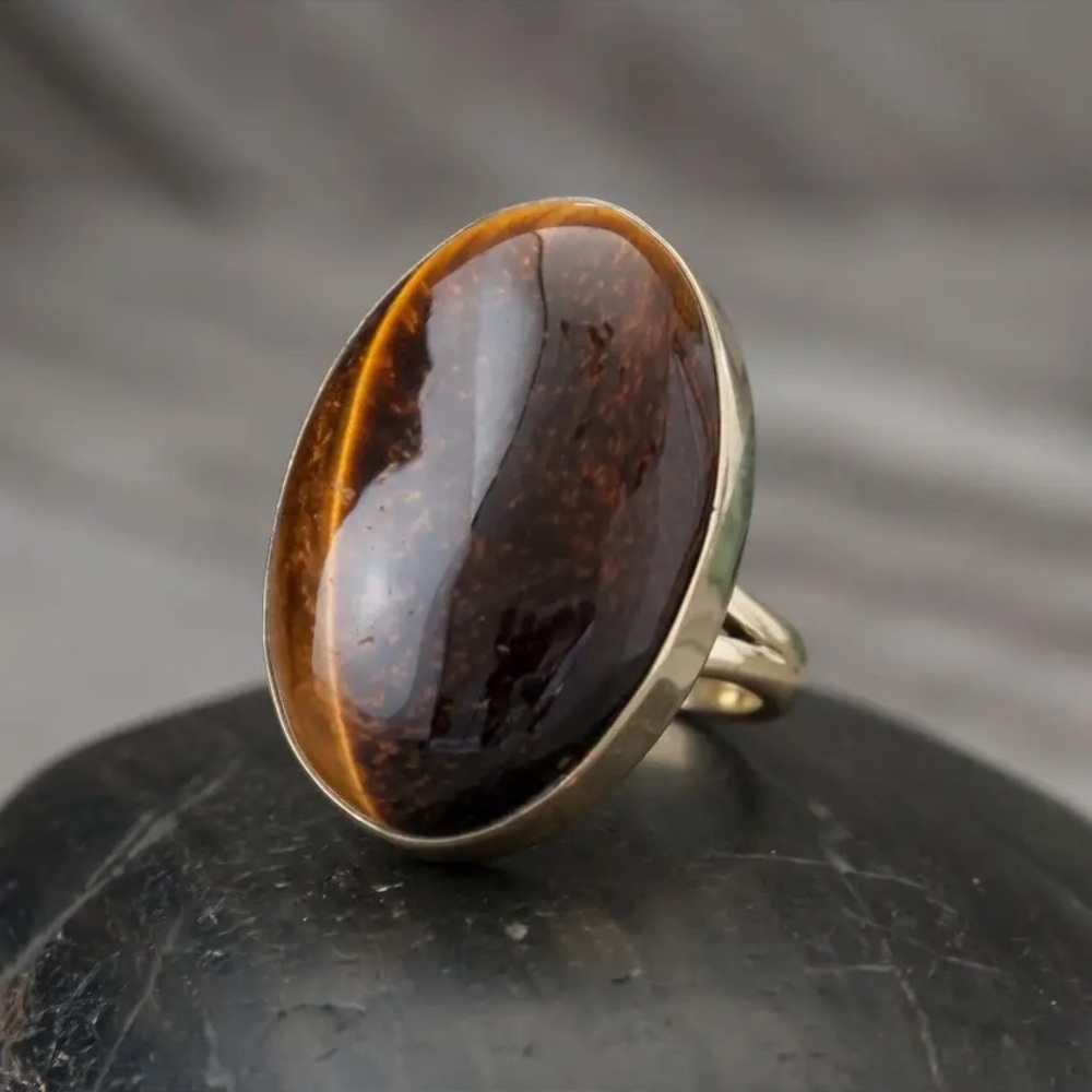 Brass Tiger Eye Freeform Ring